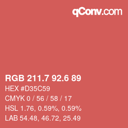 カラーコード: RGB 211.7 92.6 89 | qconv.com