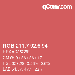 カラーコード: RGB 211.7 92.6 94 | qconv.com