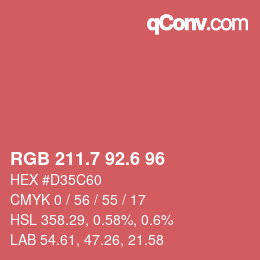カラーコード: RGB 211.7 92.6 96 | qconv.com