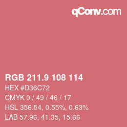 カラーコード: RGB 211.9 108 114 | qconv.com