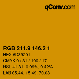 カラーコード: RGB 211.9 146.2 1 | qconv.com