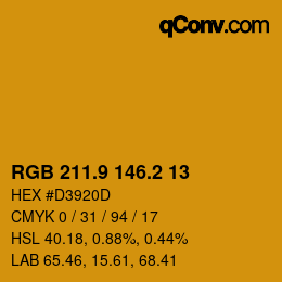カラーコード: RGB 211.9 146.2 13 | qconv.com