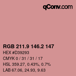 カラーコード: RGB 211.9 146.2 147 | qconv.com