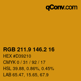 カラーコード: RGB 211.9 146.2 16 | qconv.com