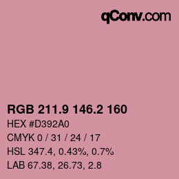 カラーコード: RGB 211.9 146.2 160 | qconv.com