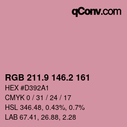 カラーコード: RGB 211.9 146.2 161 | qconv.com