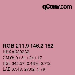 カラーコード: RGB 211.9 146.2 162 | qconv.com