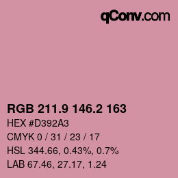 カラーコード: RGB 211.9 146.2 163 | qconv.com