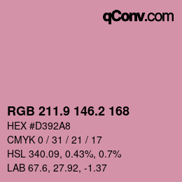 Color code: RGB 211.9 146.2 168 | qconv.com