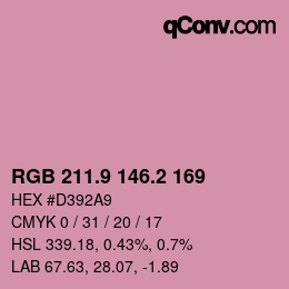 カラーコード: RGB 211.9 146.2 169 | qconv.com