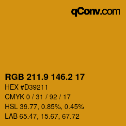 カラーコード: RGB 211.9 146.2 17 | qconv.com