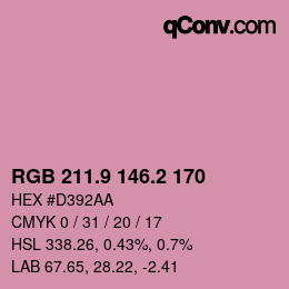 カラーコード: RGB 211.9 146.2 170 | qconv.com