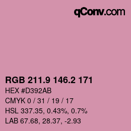 カラーコード: RGB 211.9 146.2 171 | qconv.com