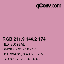 カラーコード: RGB 211.9 146.2 174 | qconv.com