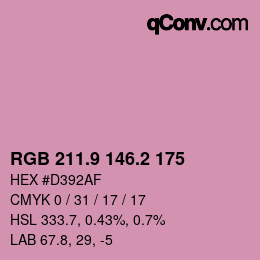 カラーコード: RGB 211.9 146.2 175 | qconv.com
