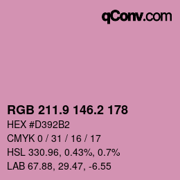 カラーコード: RGB 211.9 146.2 178 | qconv.com