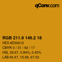 カラーコード: RGB 211.9 146.2 18 | qconv.com