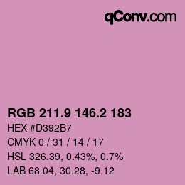カラーコード: RGB 211.9 146.2 183 | qconv.com