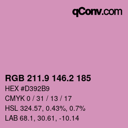 カラーコード: RGB 211.9 146.2 185 | qconv.com
