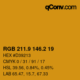 カラーコード: RGB 211.9 146.2 19 | qconv.com