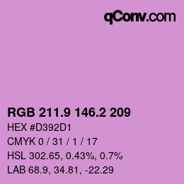 カラーコード: RGB 211.9 146.2 209 | qconv.com