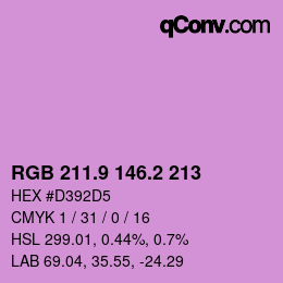 カラーコード: RGB 211.9 146.2 213 | qconv.com