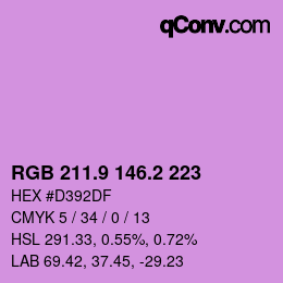 カラーコード: RGB 211.9 146.2 223 | qconv.com