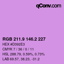 カラーコード: RGB 211.9 146.2 227 | qconv.com