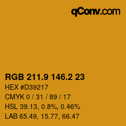 カラーコード: RGB 211.9 146.2 23 | qconv.com