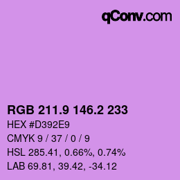カラーコード: RGB 211.9 146.2 233 | qconv.com