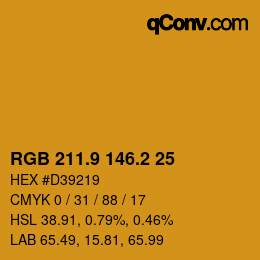 カラーコード: RGB 211.9 146.2 25 | qconv.com