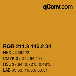 カラーコード: RGB 211.9 146.2 34 | qconv.com
