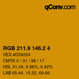 カラーコード: RGB 211.9 146.2 4 | qconv.com