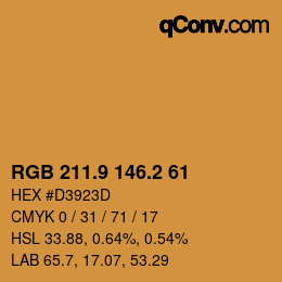 カラーコード: RGB 211.9 146.2 61 | qconv.com
