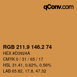 カラーコード: RGB 211.9 146.2 74 | qconv.com