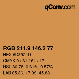 カラーコード: RGB 211.9 146.2 77 | qconv.com