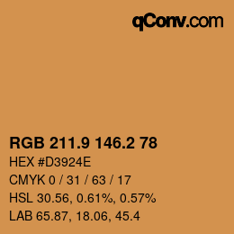 カラーコード: RGB 211.9 146.2 78 | qconv.com