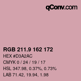 カラーコード: RGB 211.9 162 172 | qconv.com