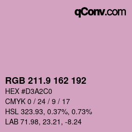 カラーコード: RGB 211.9 162 192 | qconv.com
