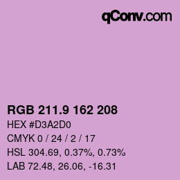 カラーコード: RGB 211.9 162 208 | qconv.com