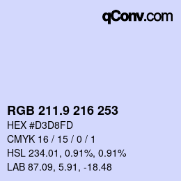 Color code: RGB 211.9 216 253 | qconv.com