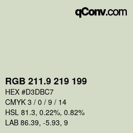 カラーコード: RGB 211.9 219 199 | qconv.com