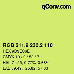 カラーコード: RGB 211.9 236.2 110 | qconv.com