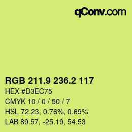 カラーコード: RGB 211.9 236.2 117 | qconv.com