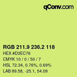 カラーコード: RGB 211.9 236.2 118 | qconv.com