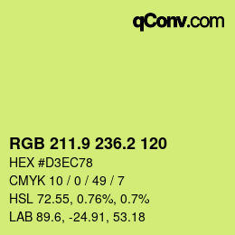 カラーコード: RGB 211.9 236.2 120 | qconv.com