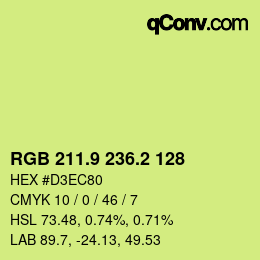 カラーコード: RGB 211.9 236.2 128 | qconv.com