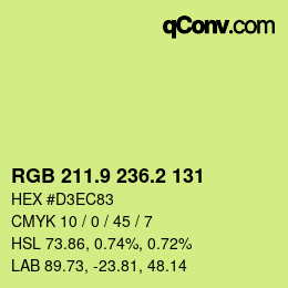 カラーコード: RGB 211.9 236.2 131 | qconv.com