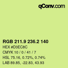 カラーコード: RGB 211.9 236.2 140 | qconv.com