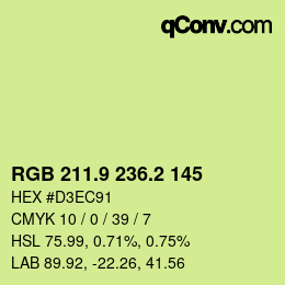 カラーコード: RGB 211.9 236.2 145 | qconv.com